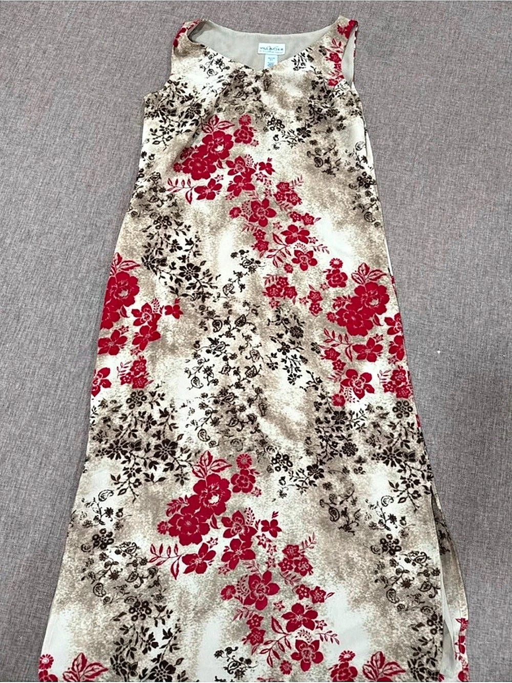 Villager Floral Vintage Maxi Dress Red & Cream Petite 8
